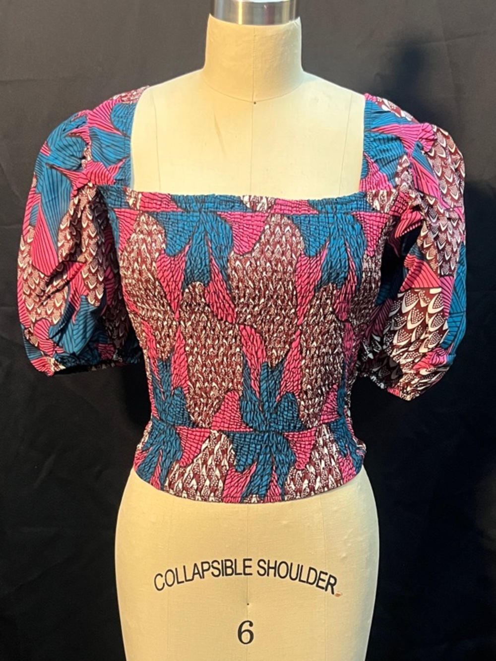 💖💙✨ D’Iyanu African Print Smocked Crop Top | 2X | 💖💙✨